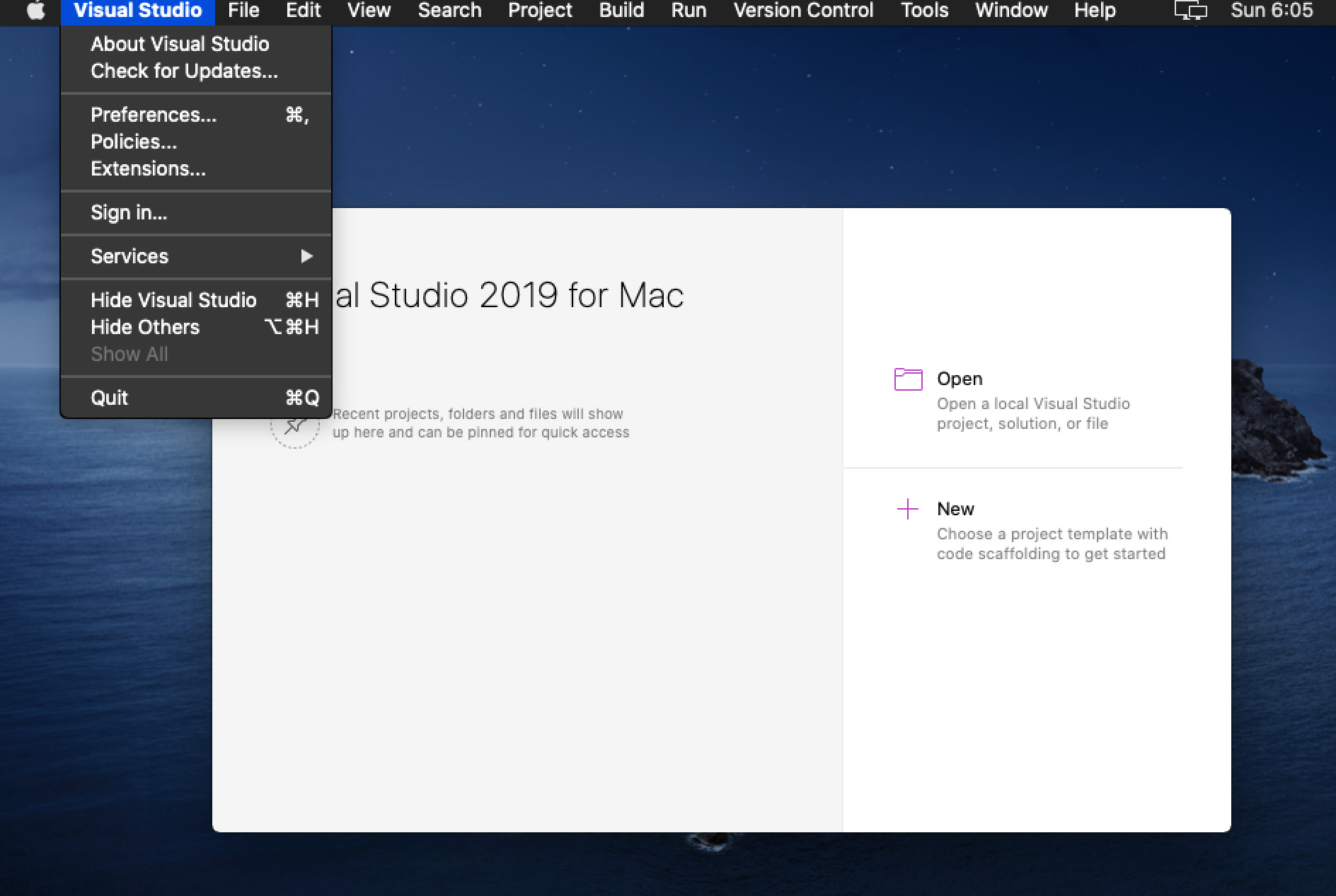 visual studio for mac project templates